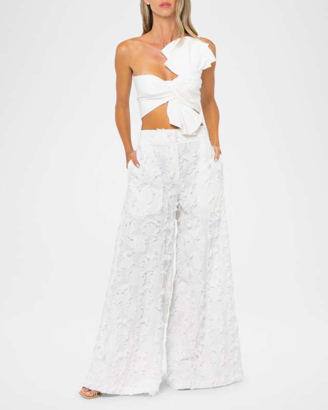 Oyster Twist-Front Crop Top